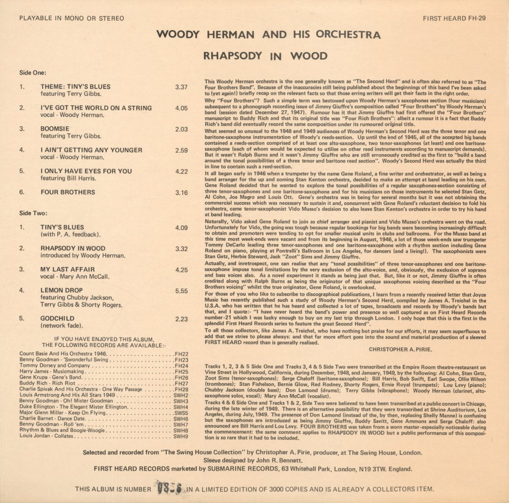 Woody Herman And His Orchestra - Rhapsody In Wood - Lp