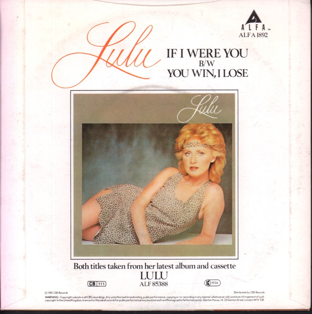 Lulu - If I Were You - 7 Inch