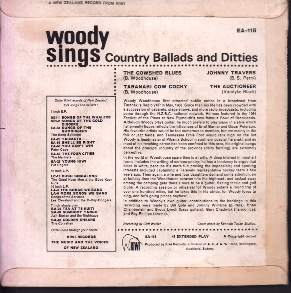 Woody Woodhouse - Woody Sings - Country Ballads And Ditties - 7 Inch