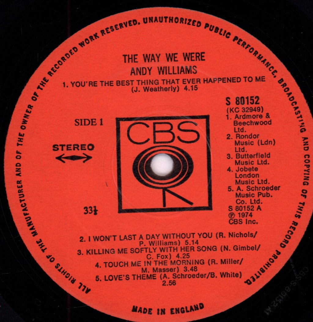 Andy Williams - Way We Were - Lp