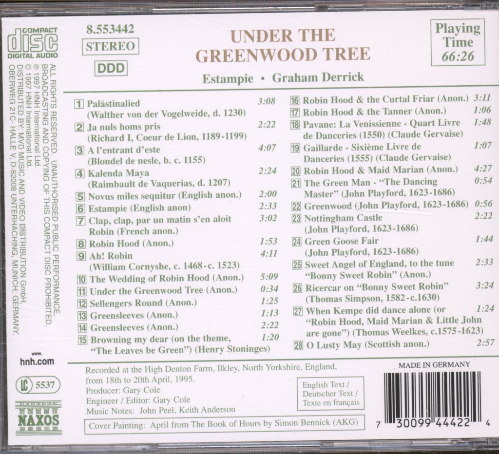 Estampie, Graham Derrick - Under The Greenwood Tree - Cd