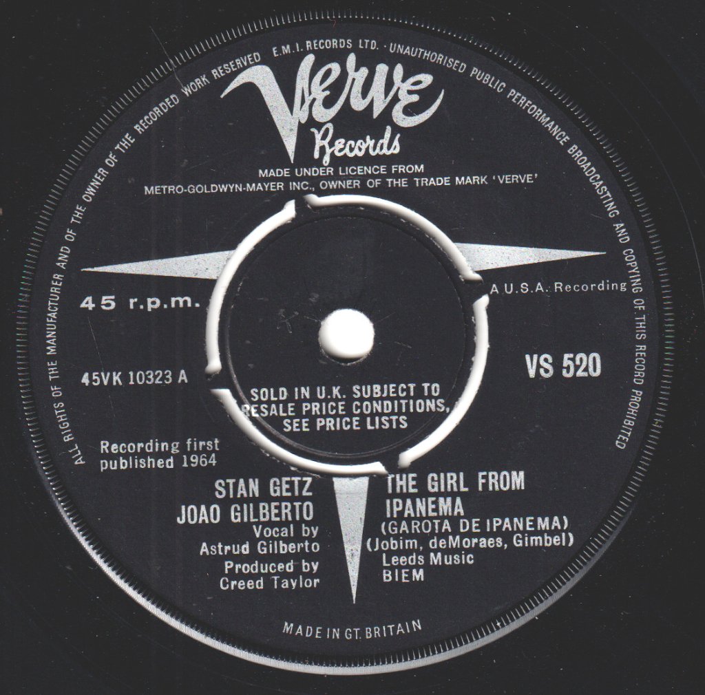 Stan Getz Joao Gilberto - Girl From Ipanema - 7 Inch