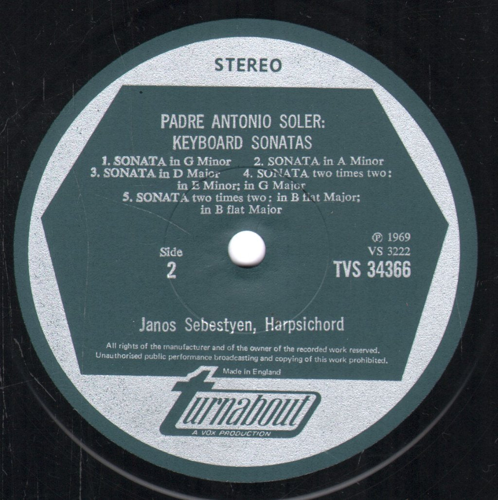 Janos Sebestyen - Soler Keyboard Sonatas - Lp