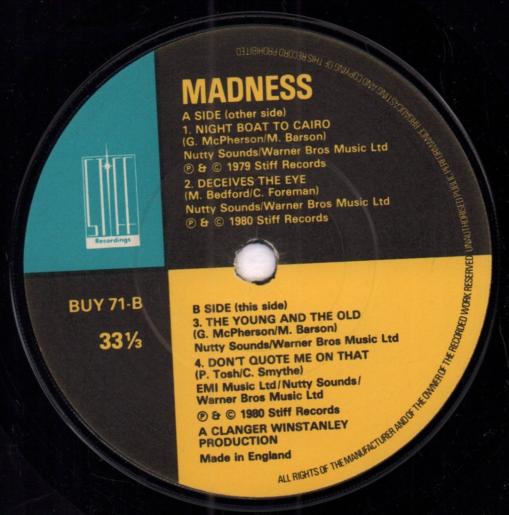 Madness - Work Rest And Play - 7 Inch