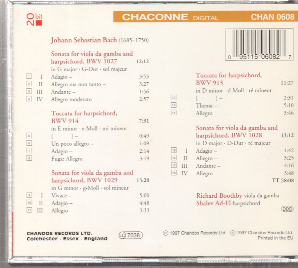 Bach - Sonatas For Viola Da Gamba and Harpsichord - Cd