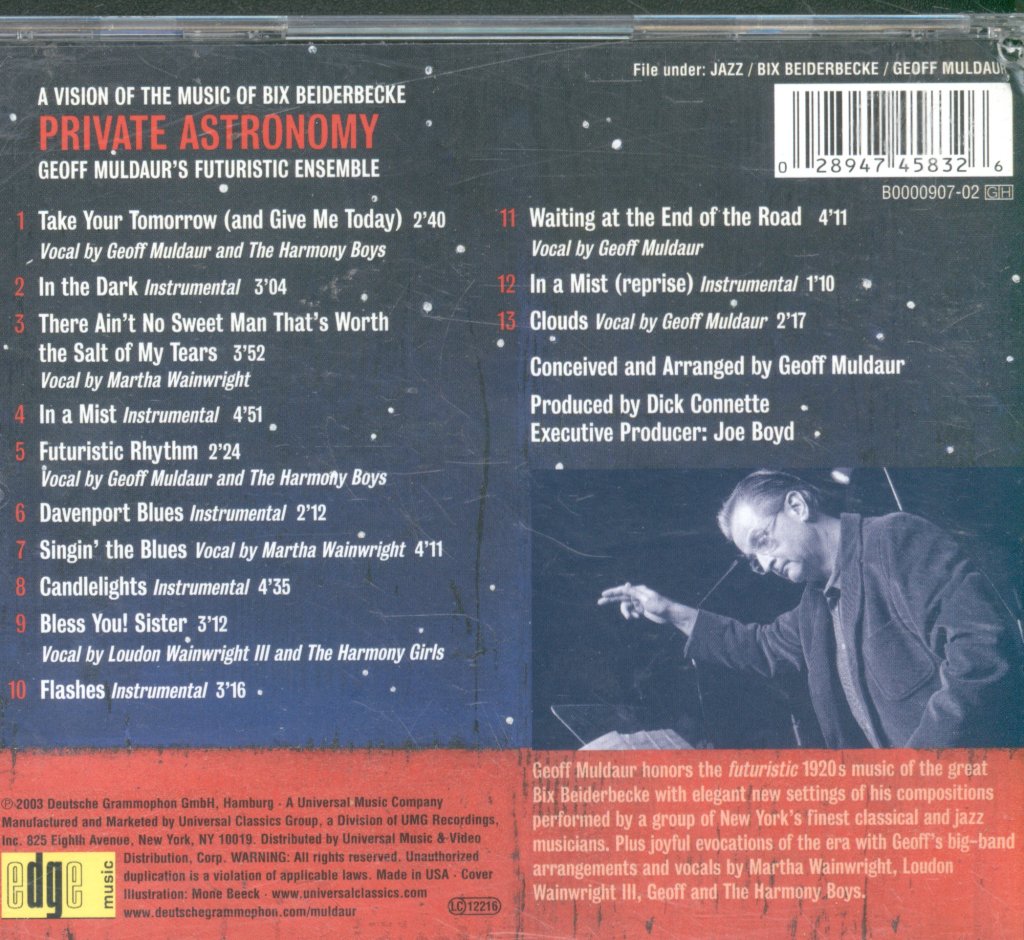 Geoff Muldaur's Futuristic Ensemble - Private Astronomy - A Vision Of The Music Of Bix Beiderbecke - Cd