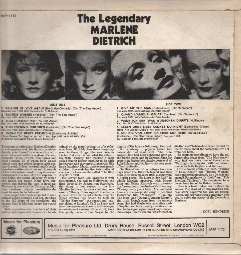 Marlene Dietrich - Legendary Marlene - Lp