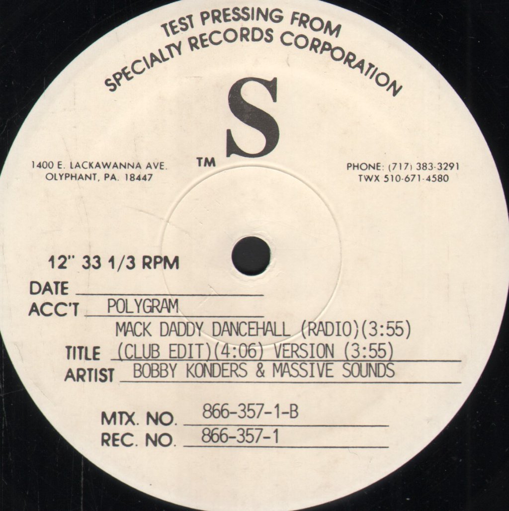 Bobby Konders And Massive Sounds - Mack Daddy - 12 Inch