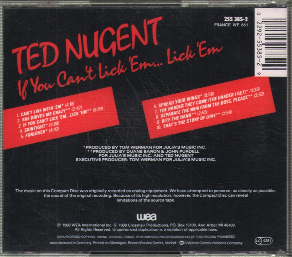 Ted Nugent - If You Can't Lick 'Em... Lick 'Em - Cd
