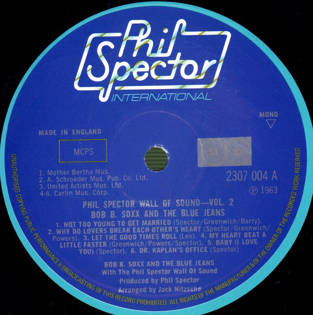 Bob B. Soxx And The Blue Jeans - Phil Spector Wall Of Sound Vol 2 - Lp