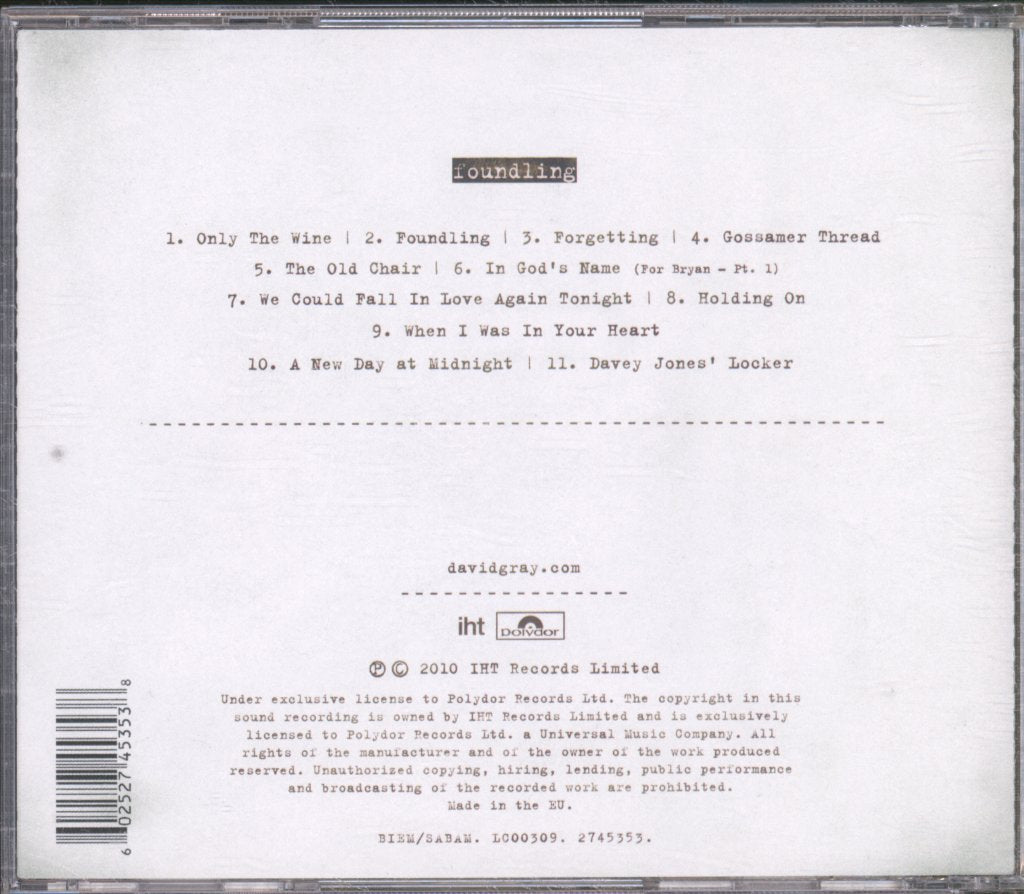 David Gray - Foundling - Cd