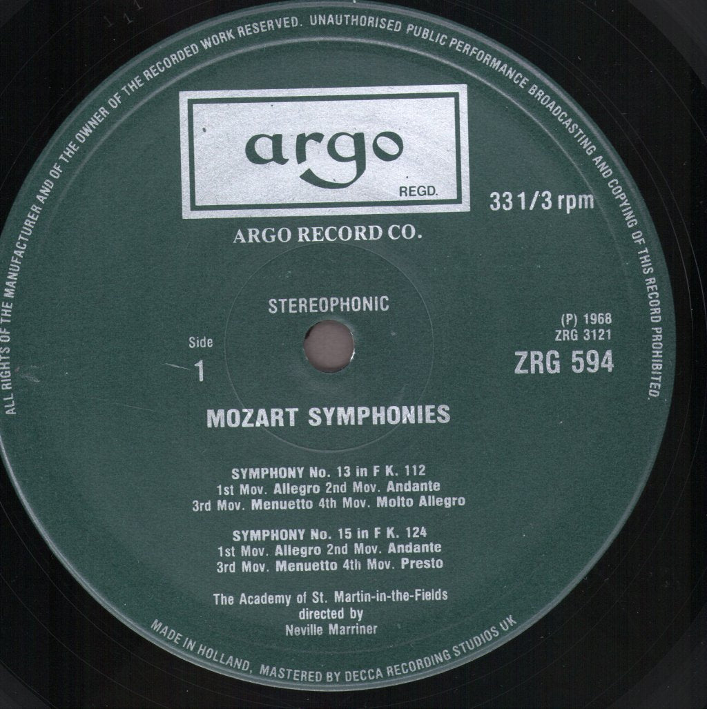 Neville Marriner / Academy Of St. Martin In The Fields - Mozart - Four Early Symphonies Nos. 13 - 16 - Lp