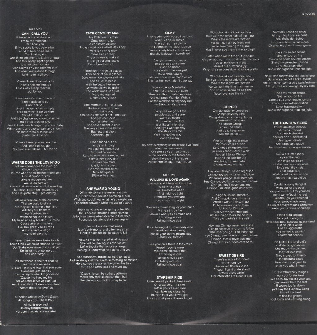 David Gates - Falling In Love Again - Lp