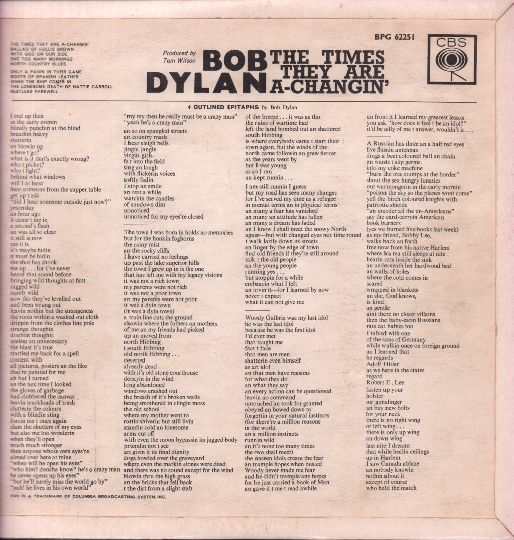 Bob Dylan - Times They Are A-Changin' - Lp