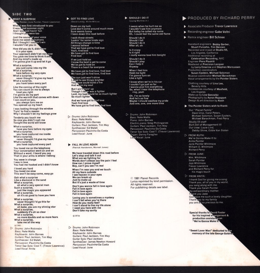 Pointer Sisters - Black And White - Lp