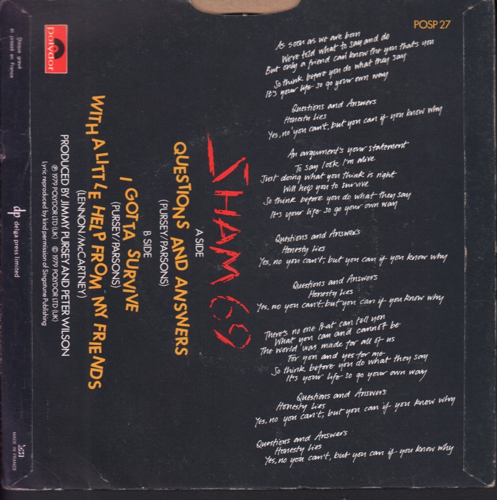 Sham 69 - Questions And Answers - 7 Inch