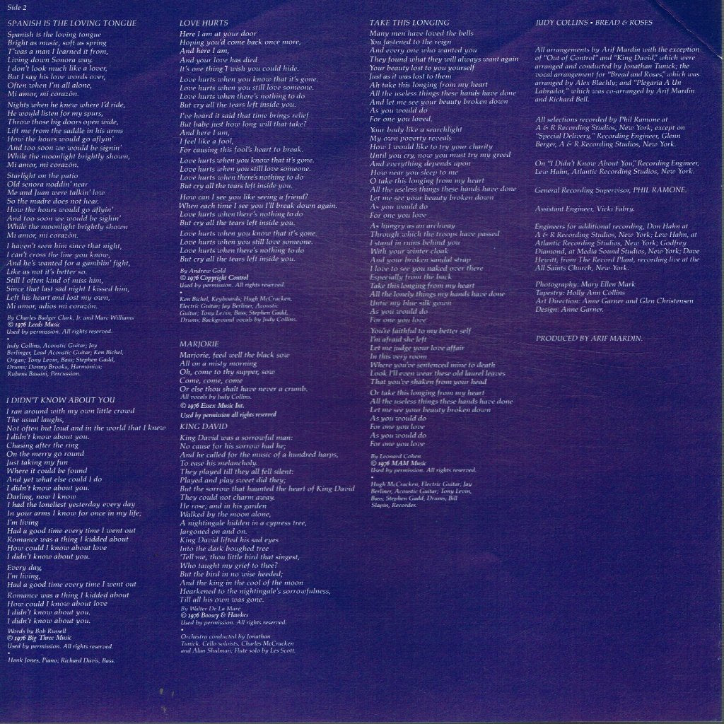 Judy Collins - Bread And Roses - Lp