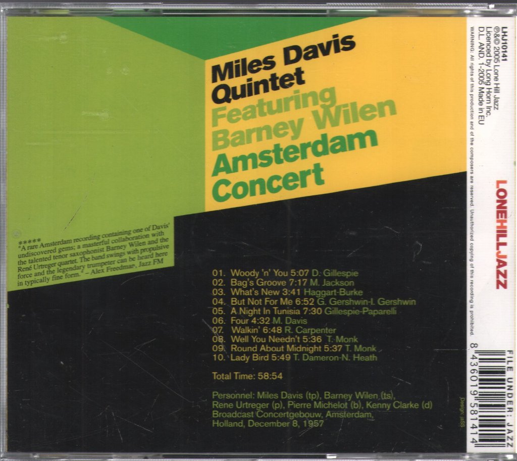 Miles Davis Quintet - Amsterdam Concert - Cd