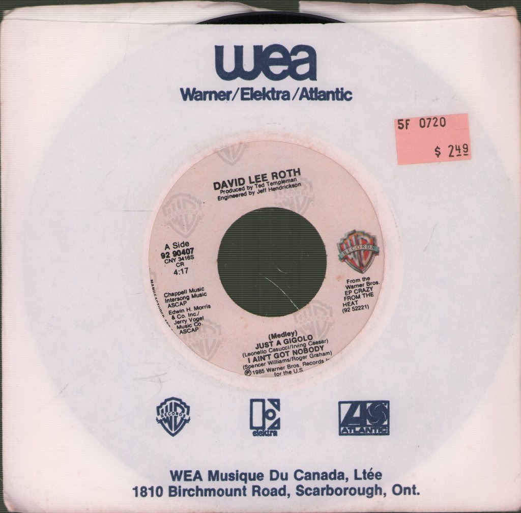 David Lee Roth - Just A Gigolo / I Ain't Got Nobody (Medley) - 7 Inch