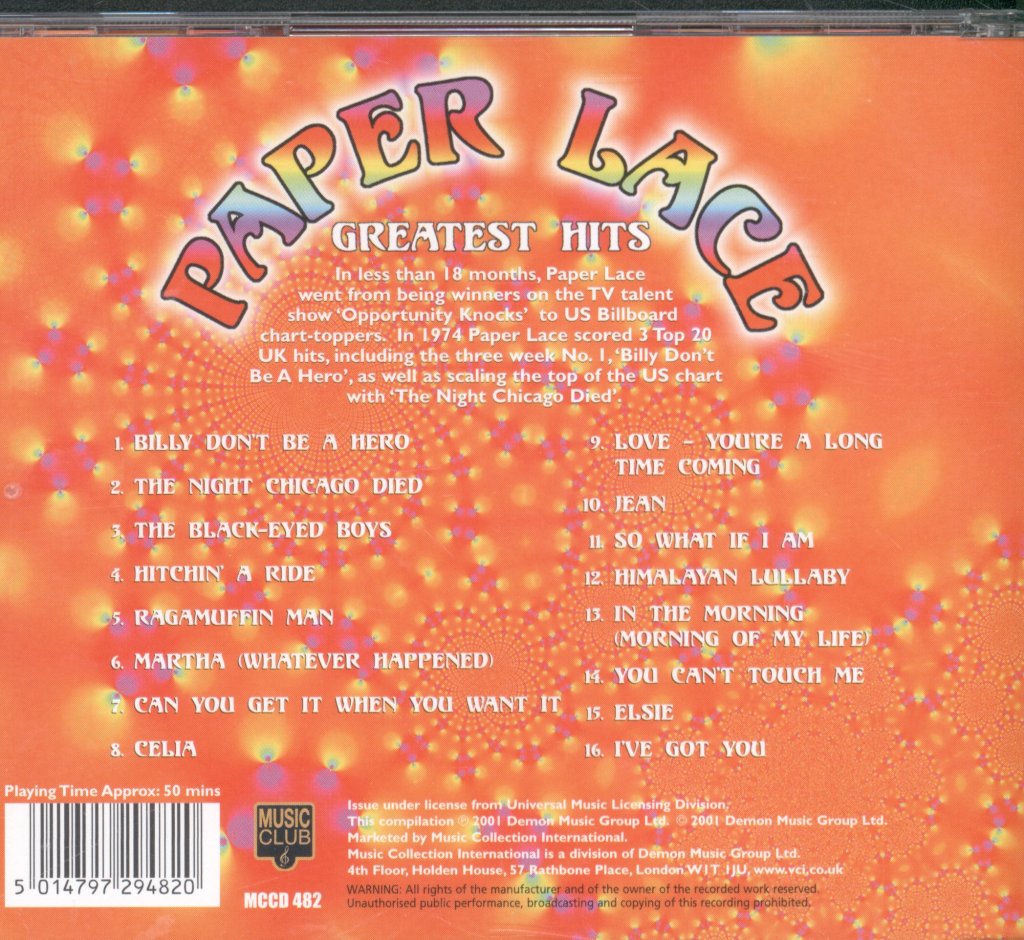 Paper Lace - Greatest Hits - Cd
