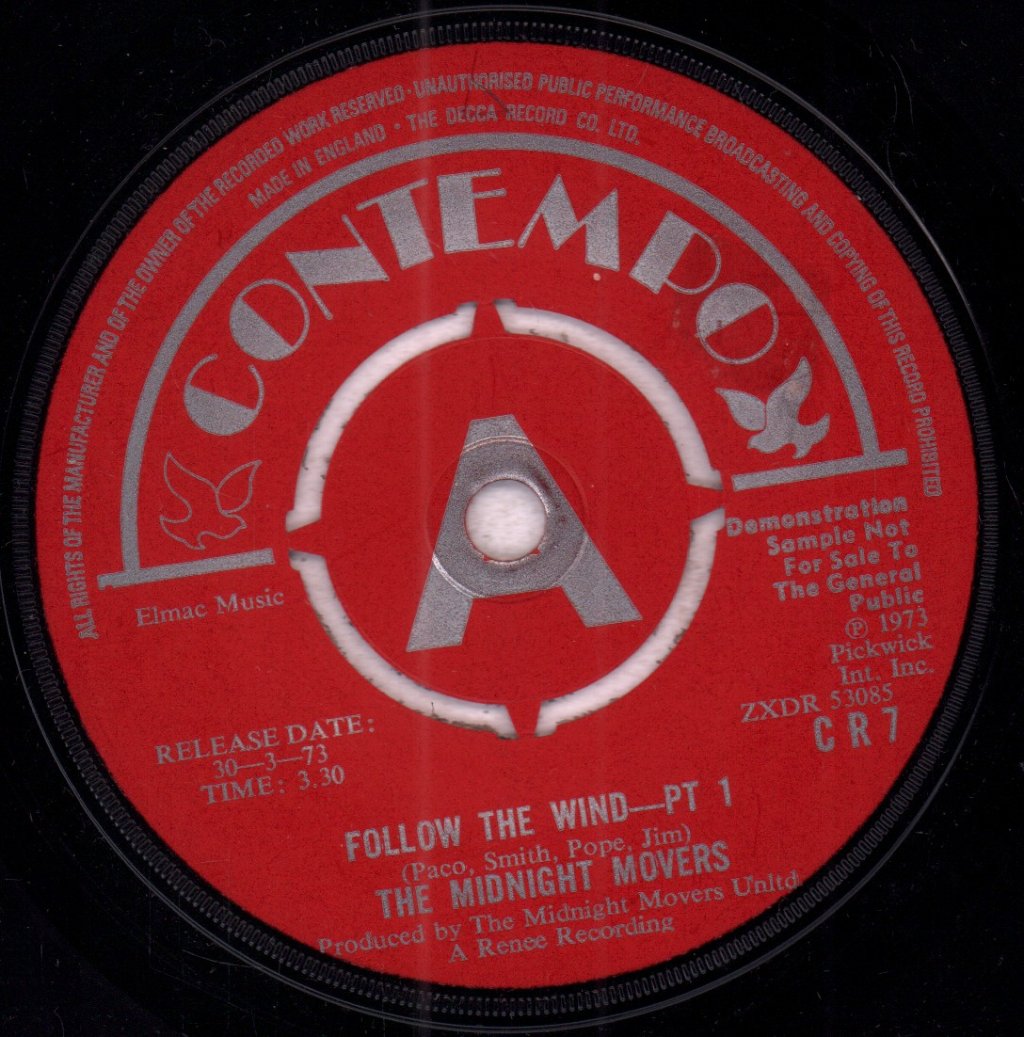 Midnight Movers - Follow The Wind - 7 Inch