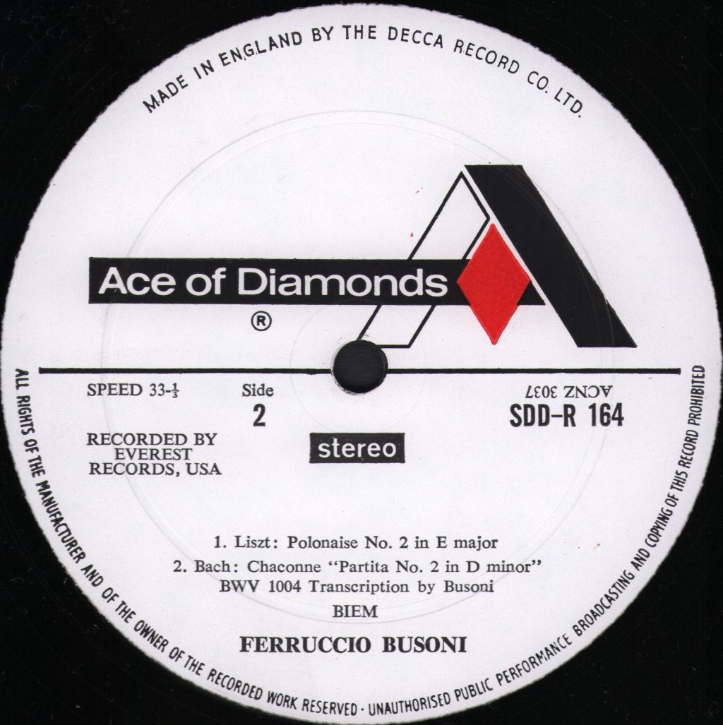 Ferruccio Busoni - Ferruccio Busoni Recital - Lp