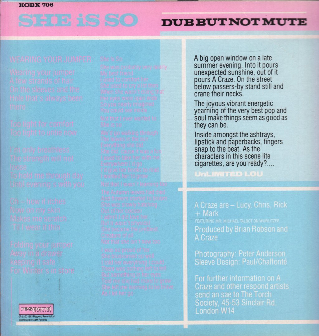 A Craze - Wearing Your Jumper - 12 Inch