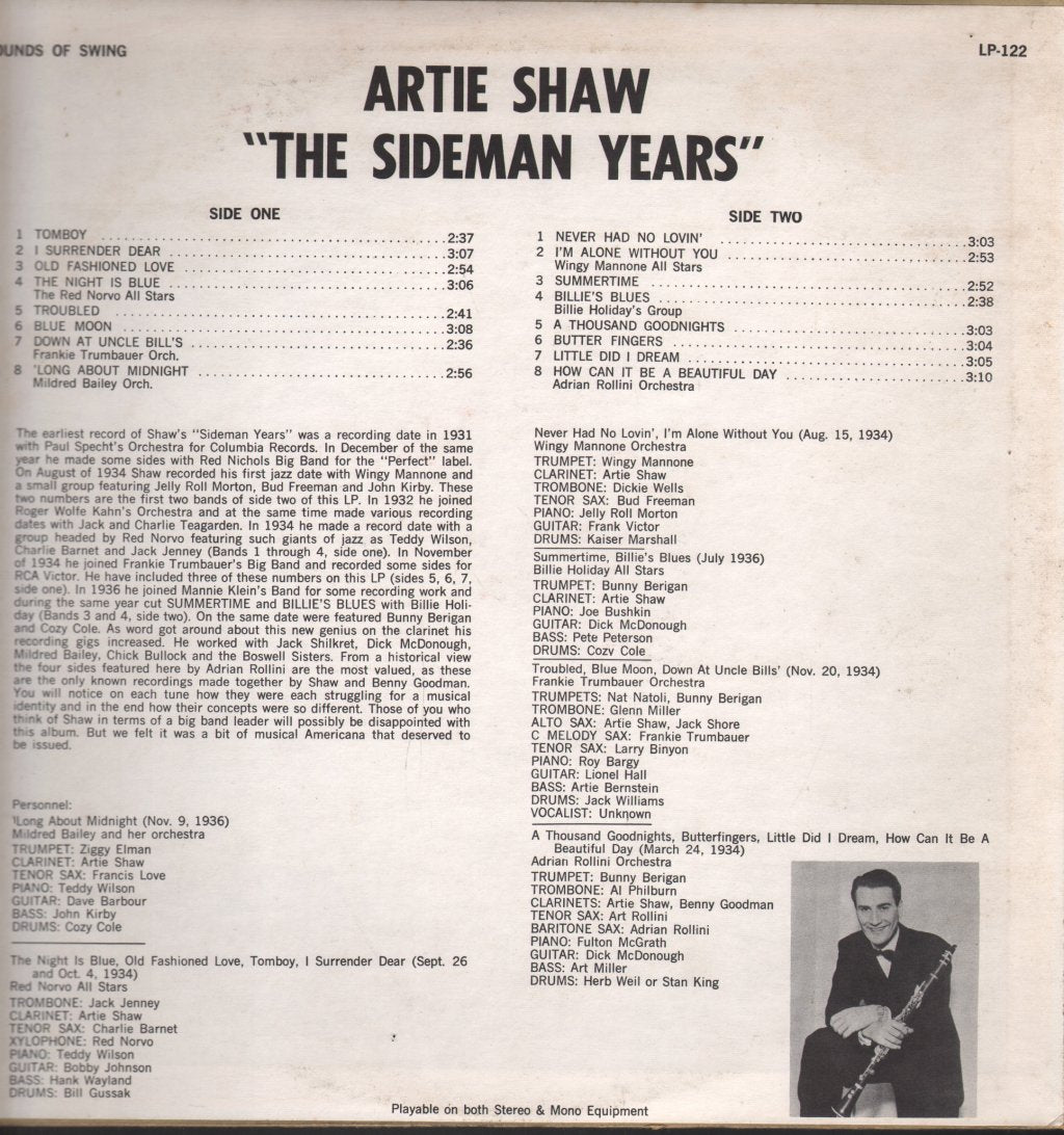 Artie Shaw - Sideman Years - Lp