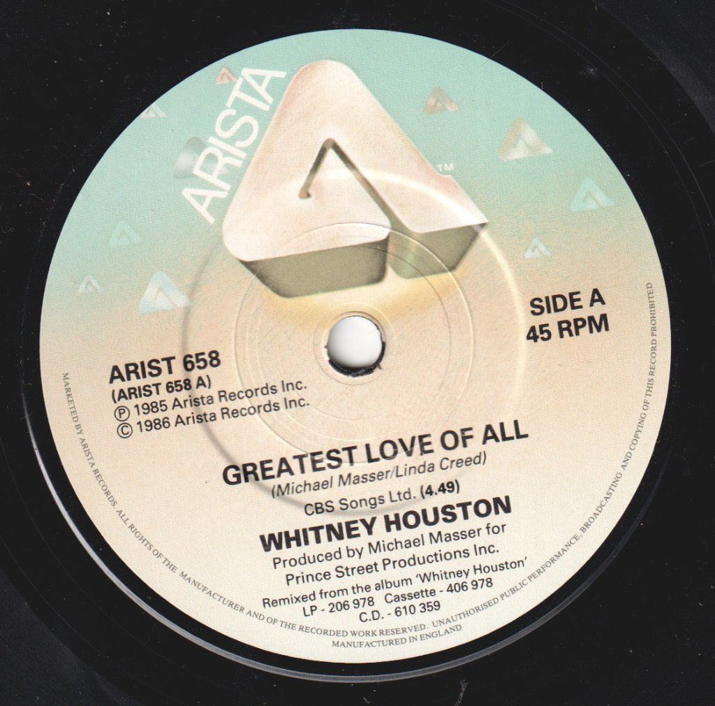 Whitney Houston - Greatest Love Of All - 7 Inch