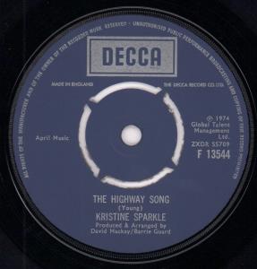 Kristine Sparkle - Highway Song - 7 Inch
