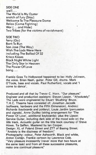 Frankie Goes To Hollywood - Welcome To The Pleasuredome - Cassette