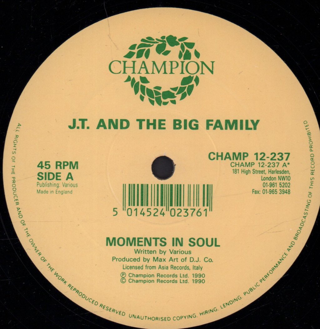 Jt And The Big Family - Moments In Soul - 12 Inch