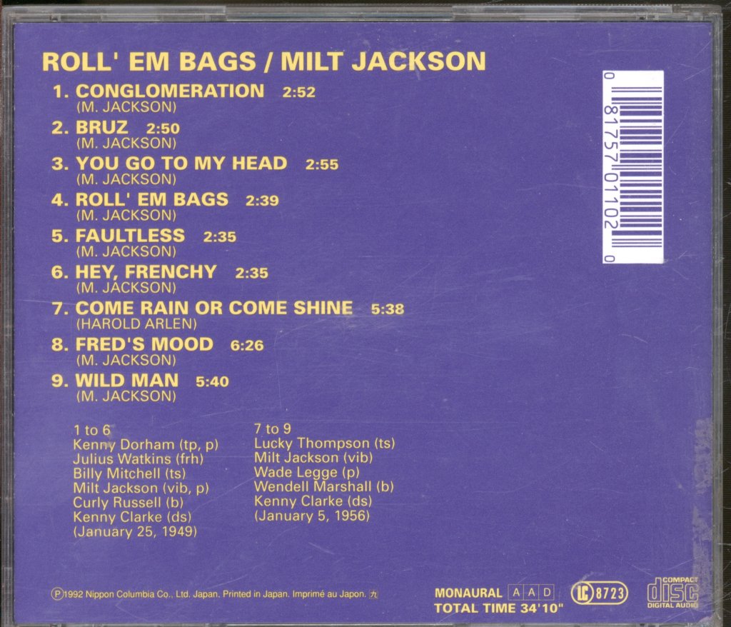 Milt Jackson - Roll 'Em Bags - Cd