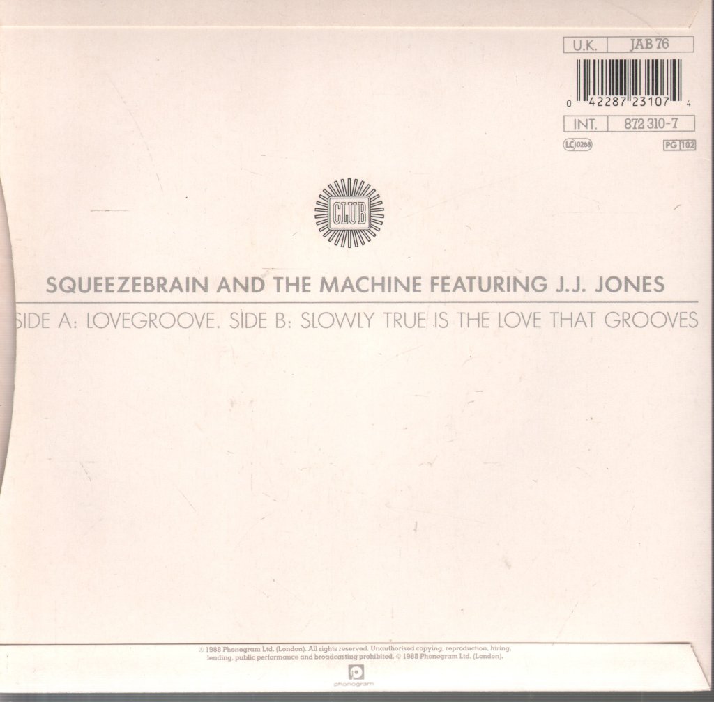 Squeezebrain And The Machine Featuring Jj Jones - Lovegroove - 7 Inch