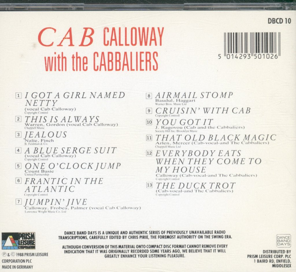 Cab Calloway And His Orchestra - Frantic In The Atlantic - Cd