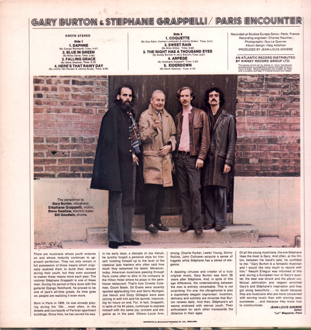 Gary Burton And Stephane Grappelli - Paris Encounter - Lp