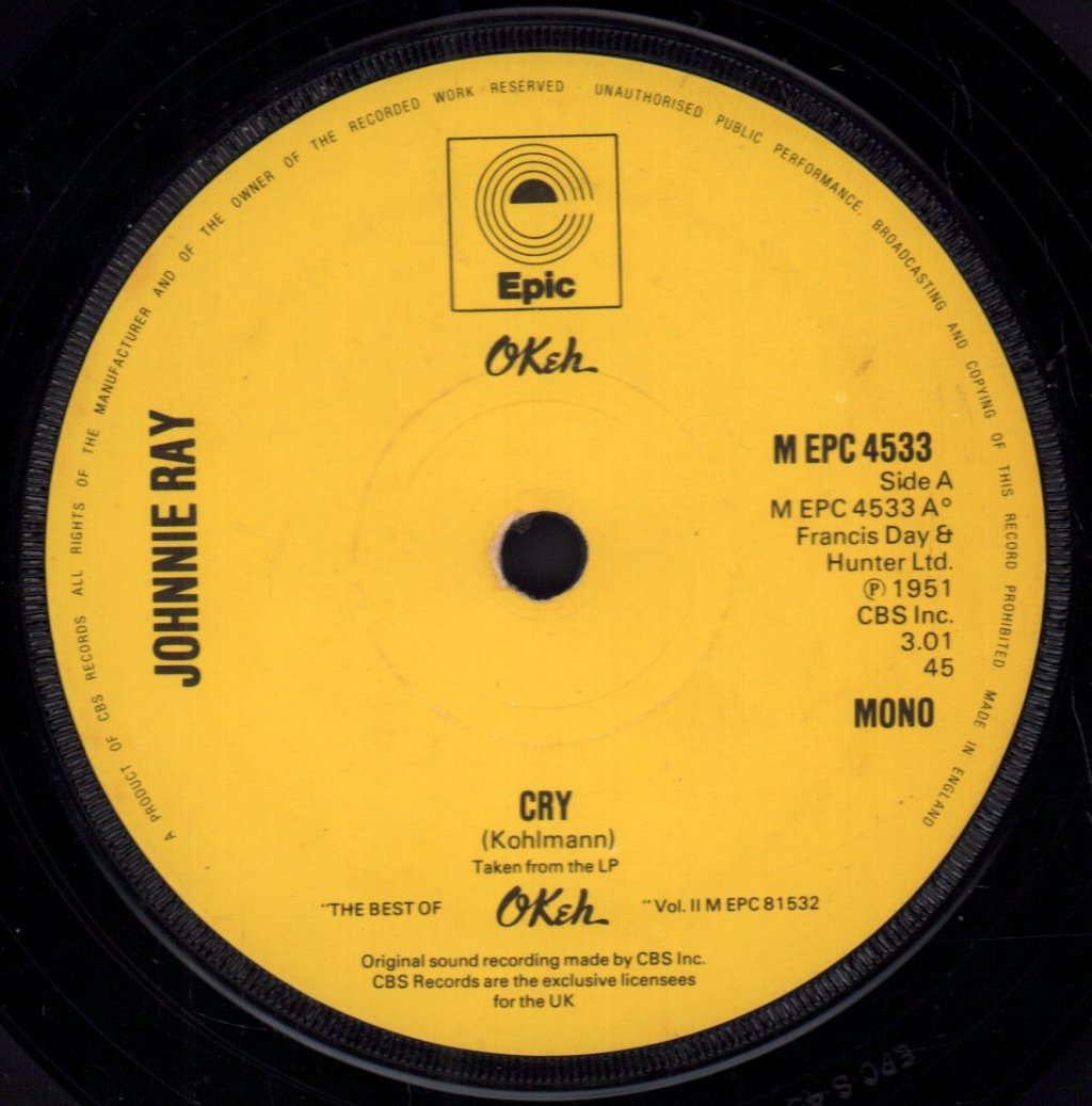 Johnnie Ray - Cry - 7 Inch