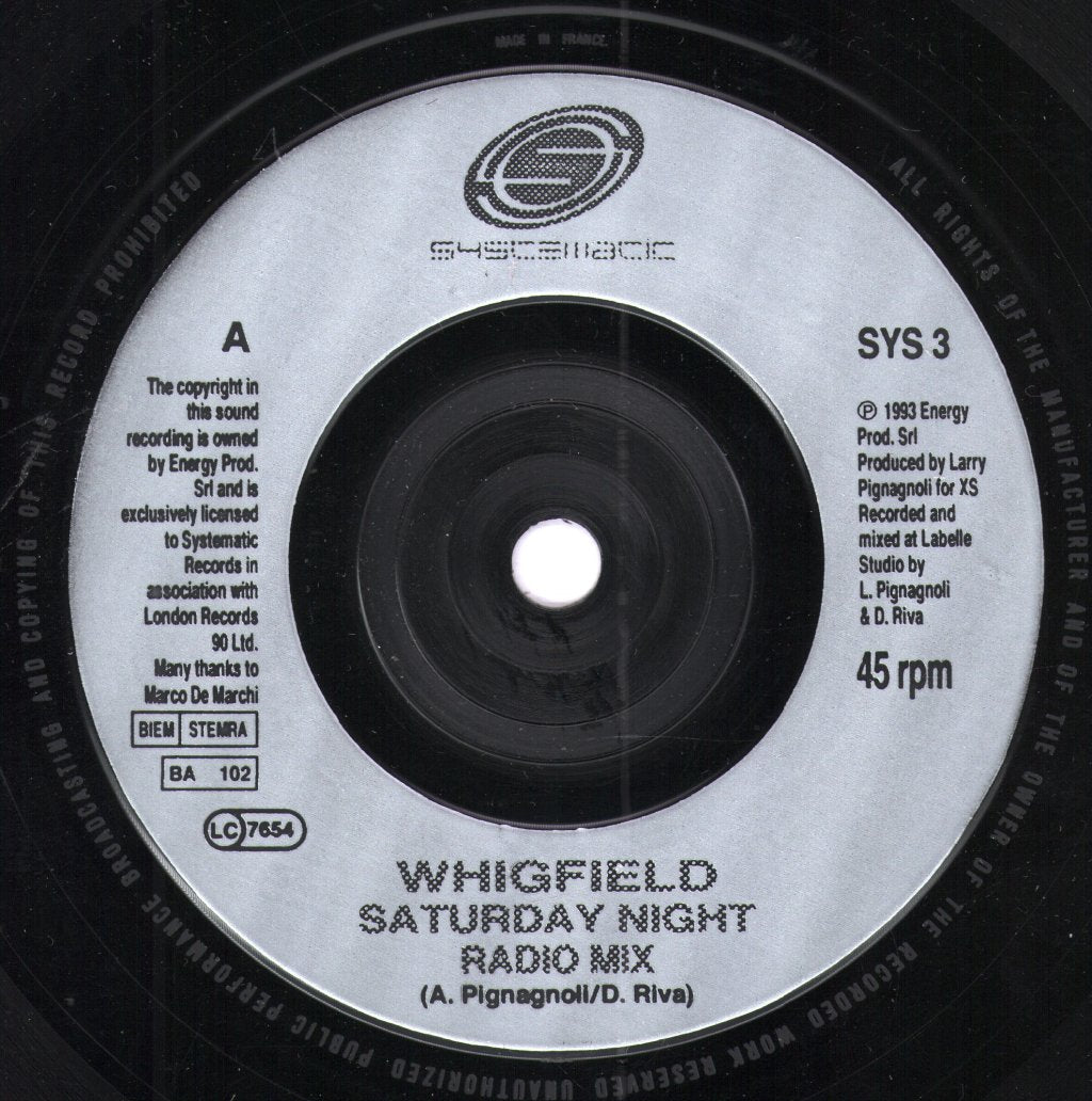 Whigfield - Saturday Night - 7 Inch