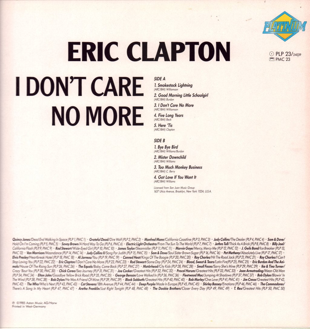 Eric Clapton - I Don't Care No More - Lp