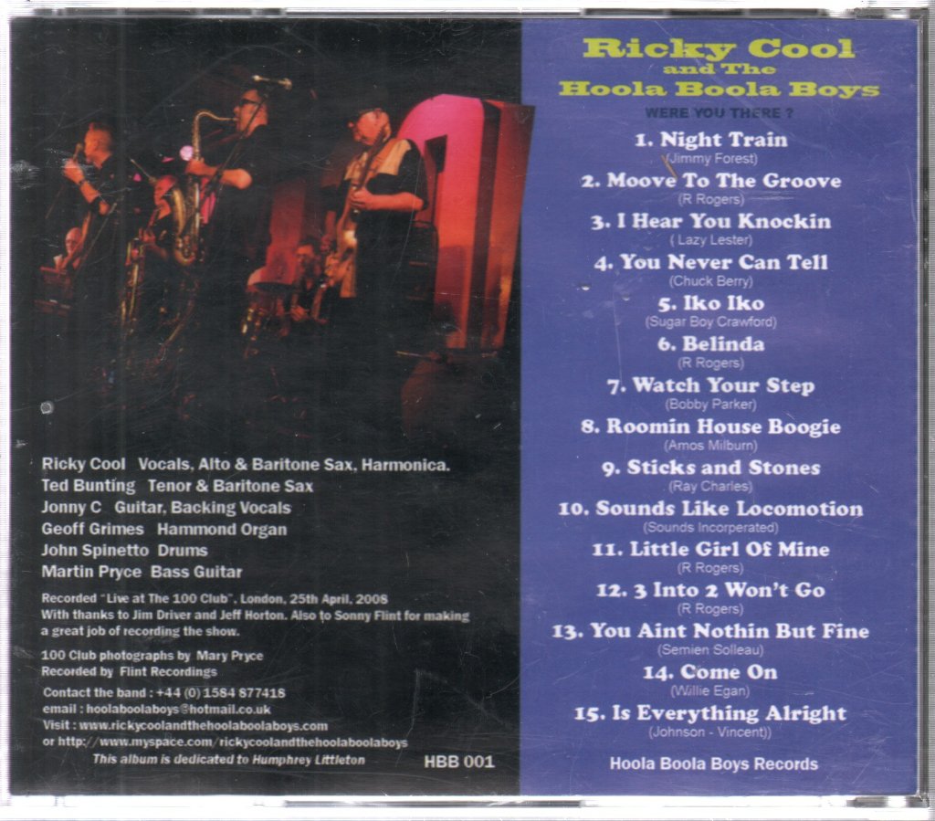 Ricky Cool And The Hoola Boola Boys - Live At The 100 Club - Cd