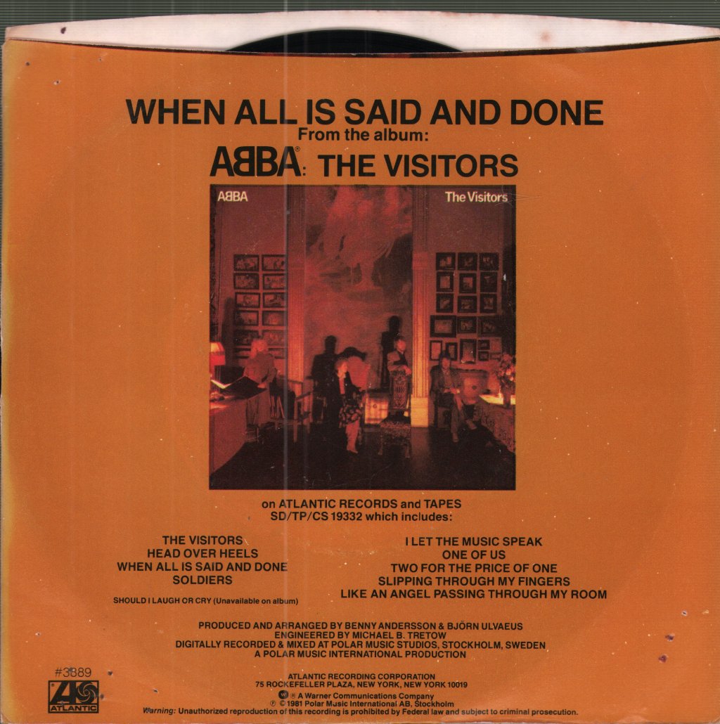 ABBA - When All Is Said And Done B/W Should I Laugh Or Cry - 7 Inch