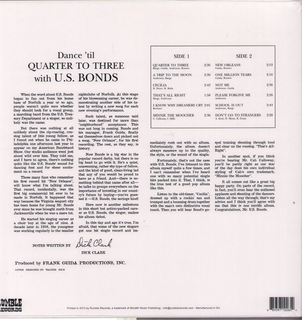U.s. Bonds - Dance 'Til Quarter To Three With - Lp