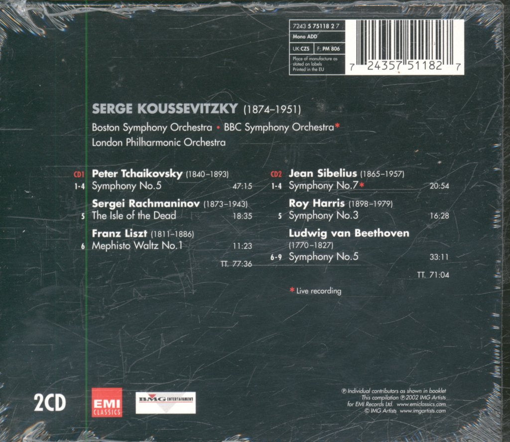 Serge Koussevitzky - Tchaikovsky / Rachmaninov / Liszt / Sibelius ... - Double Cd