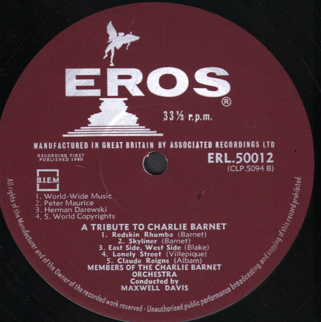 Members Of The Charlie Barnet Orchestra - A Tribute To Charlie Barnet In Hi-Fi - Lp