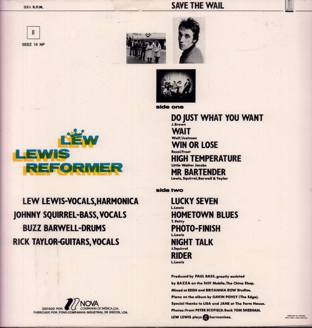Lew Lewis Reformer - Save The Wail - Lp
