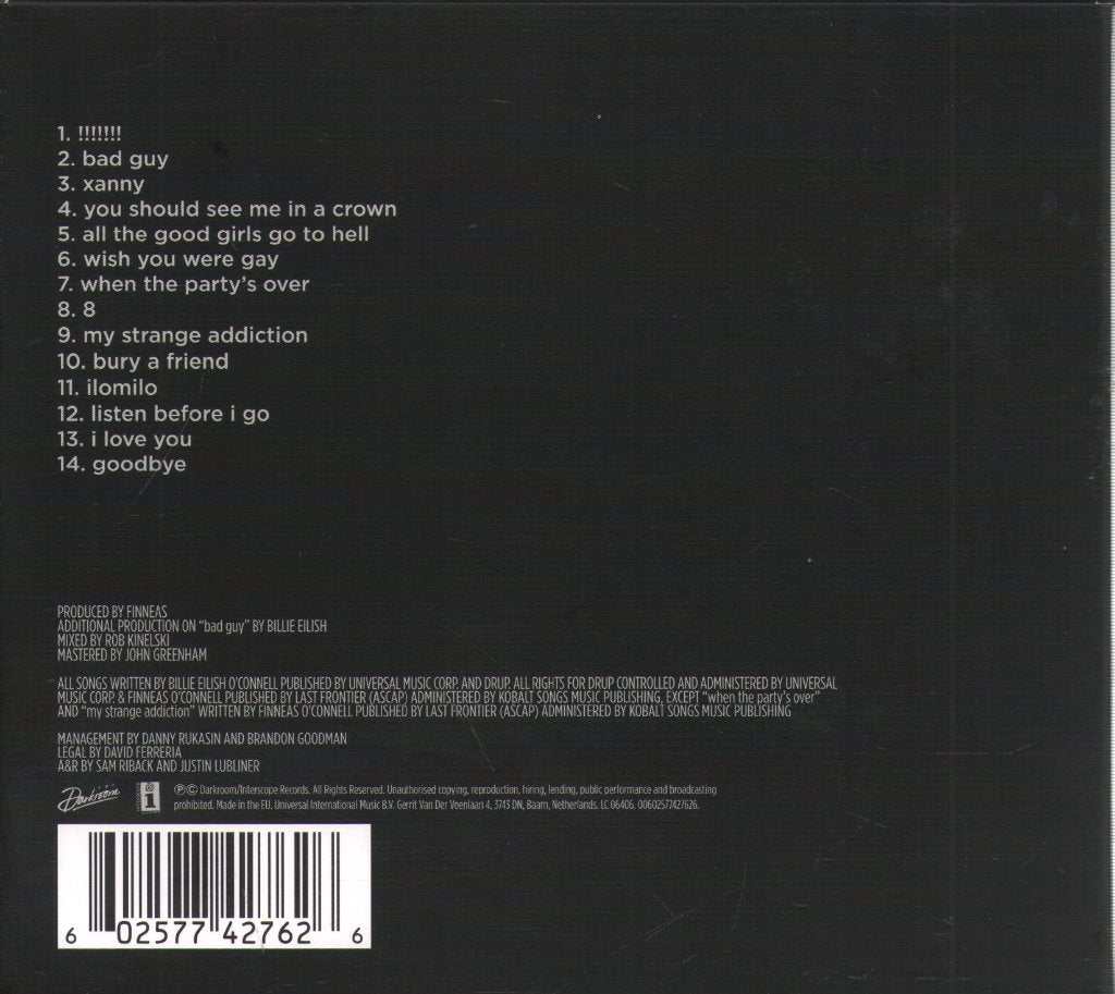 Billie Eilish - When We All Fall Asleep, Where Do We Go? - Cd