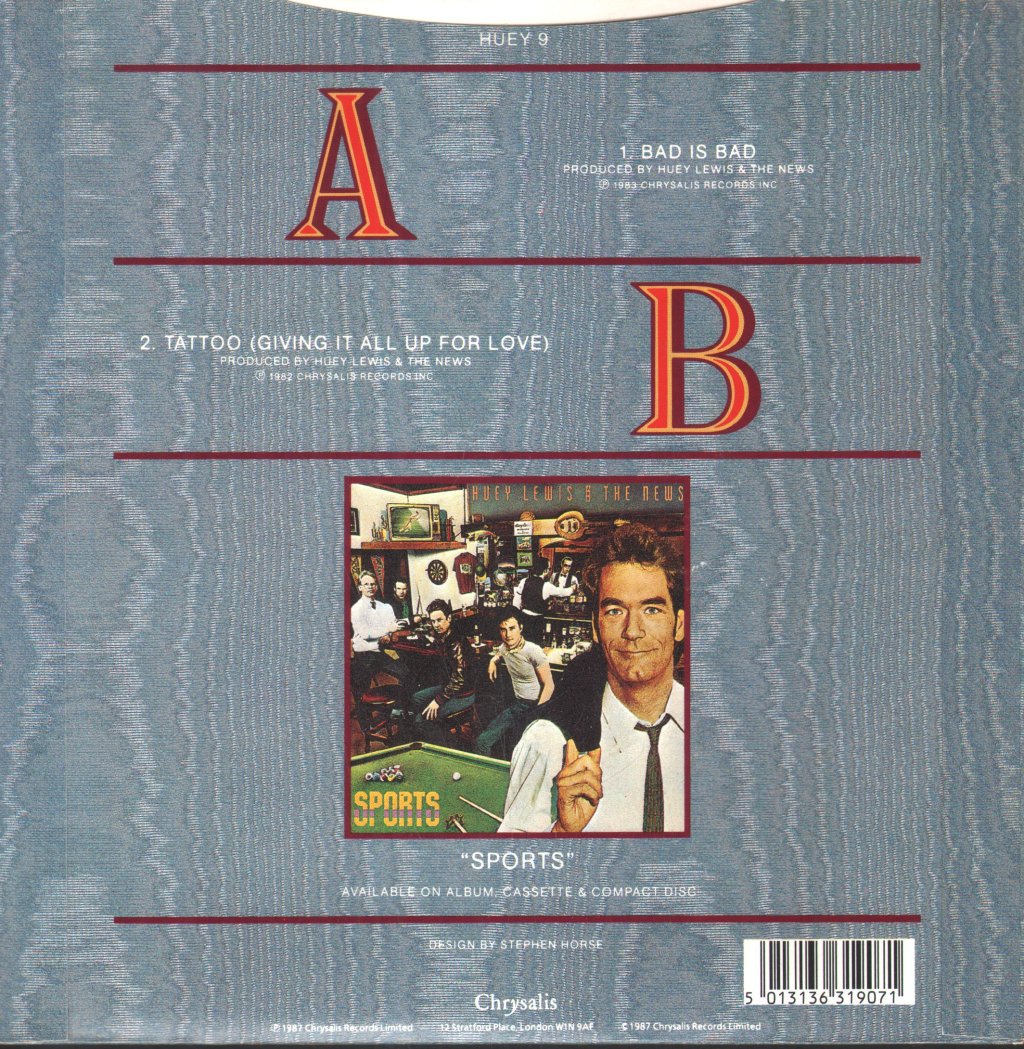 Huey Lewis & The News - Bad Is Bad - 7 Inch
