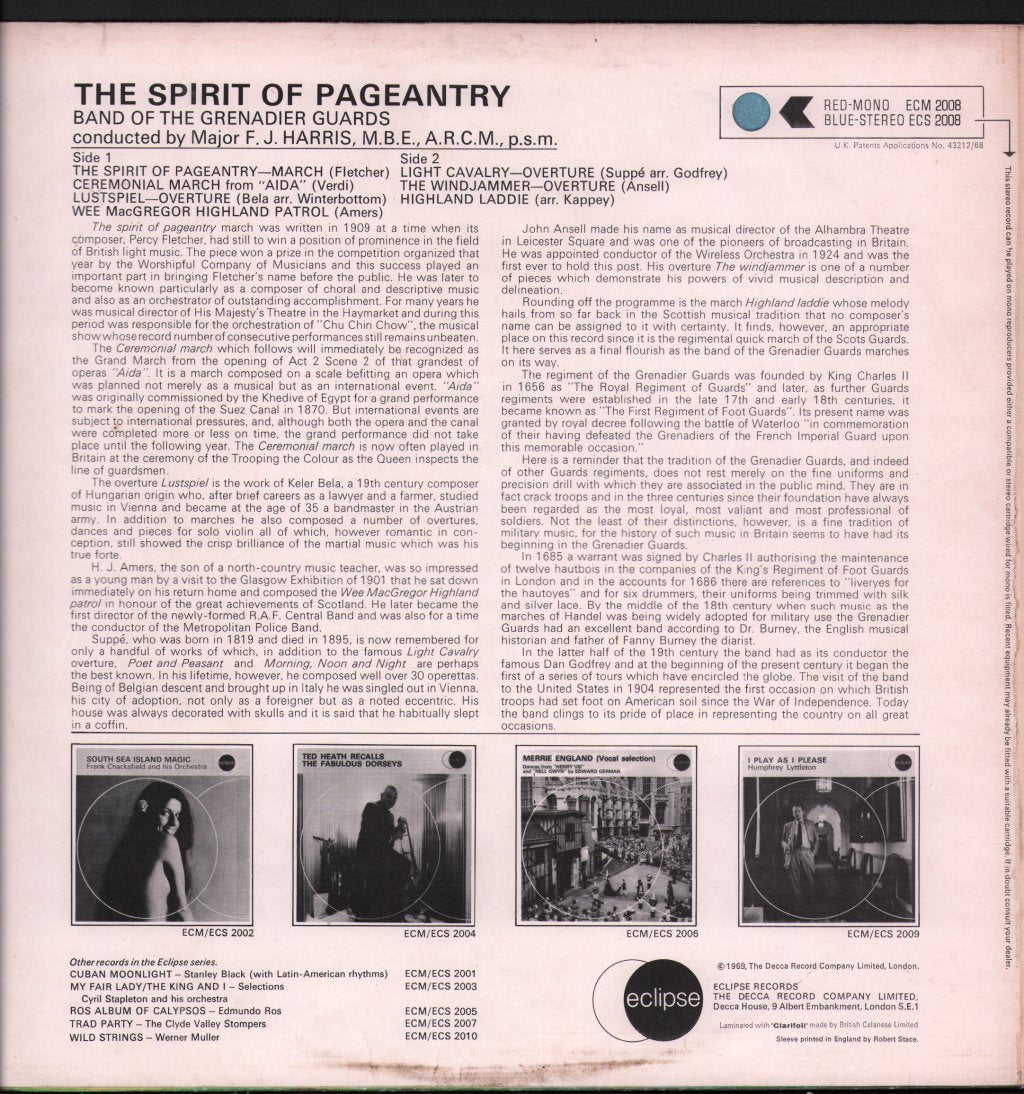 Band Of The Grenadier Guards - Spirit Of Pageantry - Lp