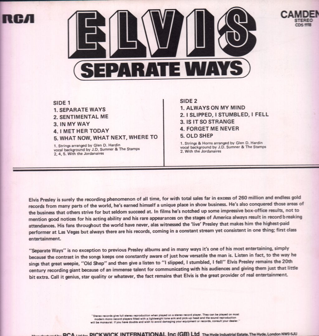 Elvis Presley - Separate Ways - Lp