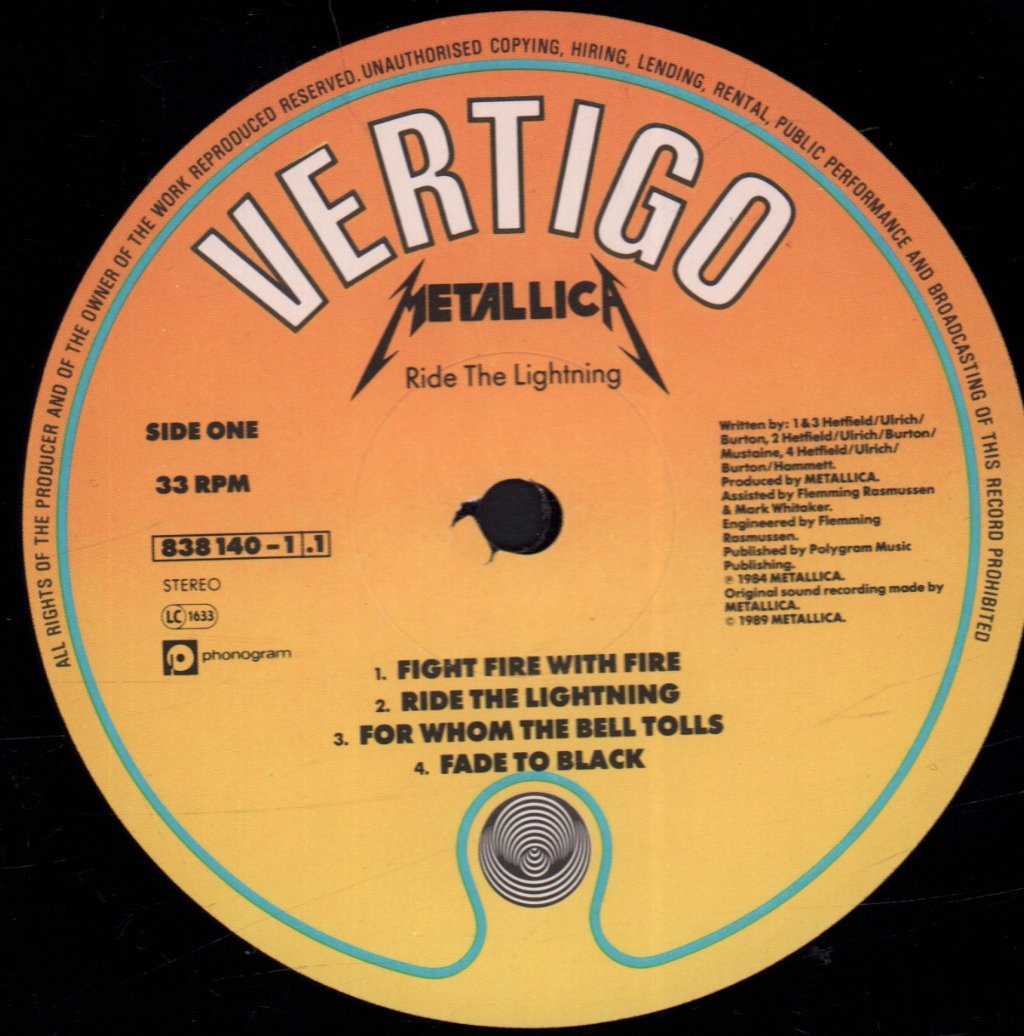 Metallica - Ride The Lightning - Lp